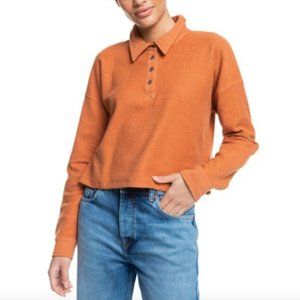 NWT ROXY All Day Every Day Long Sleeve Polo Top sz L